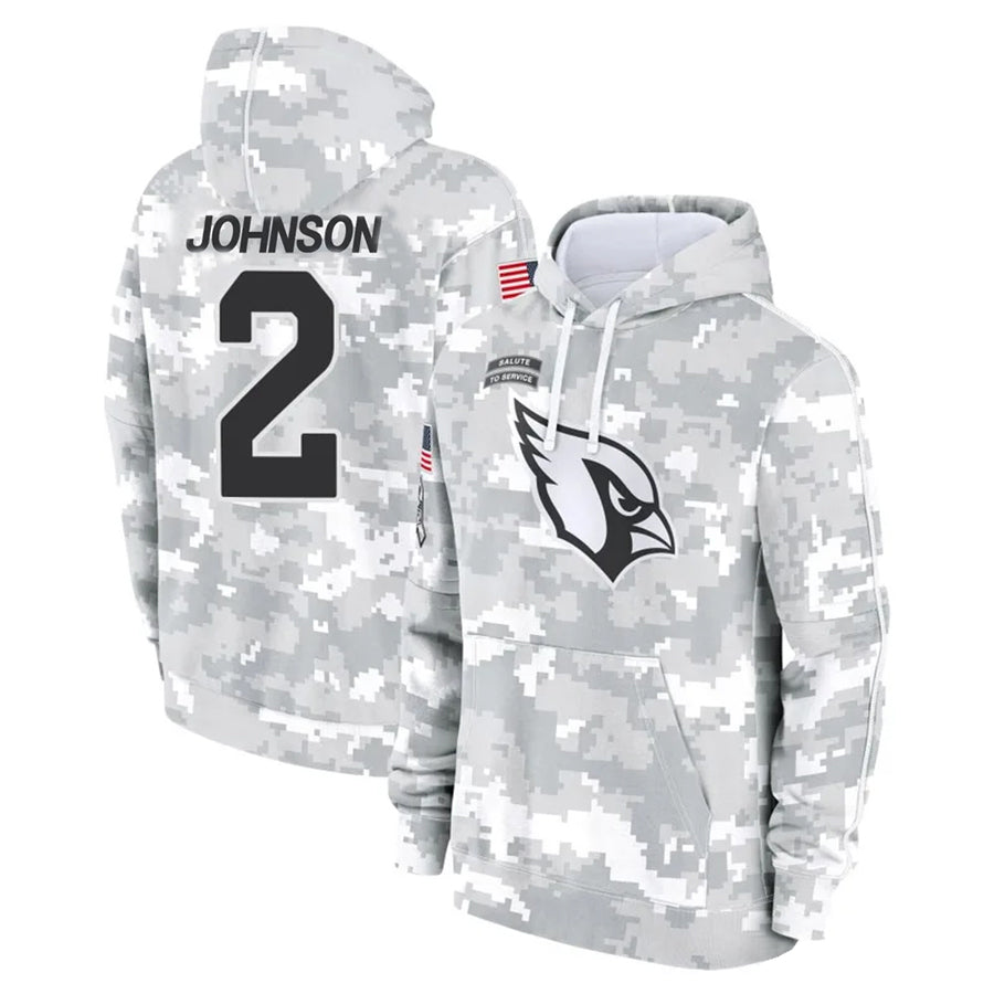 A.Cardinals #2 Will Johnson Player Camo Salute to Service Hoodies Ndoa Stitched Jerseys
