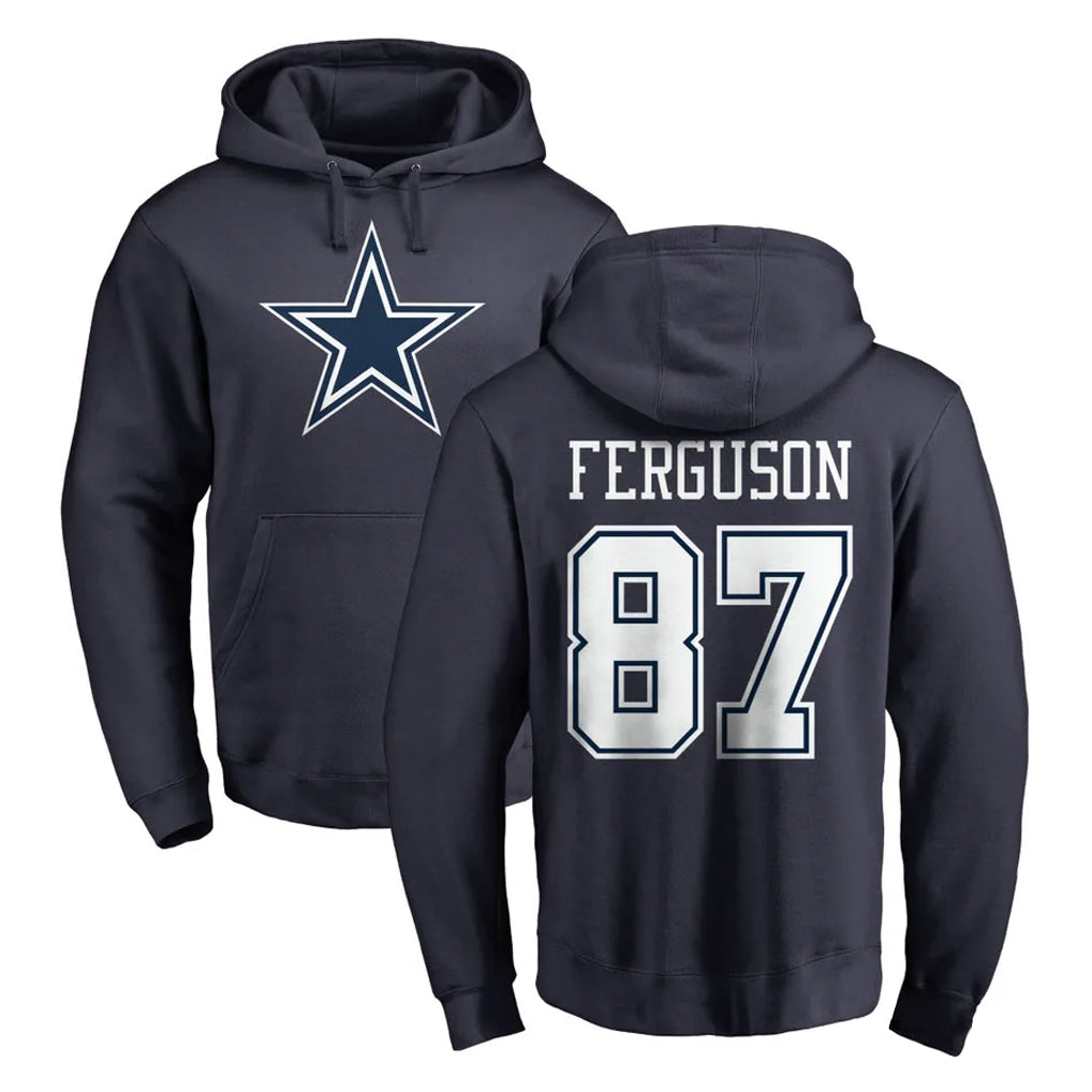D.Cowboys #87 Jake Ferguson Player Navy Pullover Hoodies Limited Ndoa Stitched Jerseys