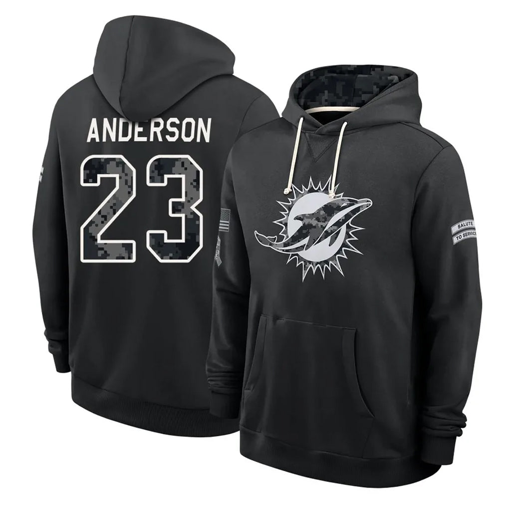 M.Dolphins #23 Zayne Anderson Player 2026 Black Logo Pullover Hoodies Limited Game Ndoa Stitched Jerseys