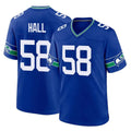 S.Seahawks #58 Derick Hall Player Royal Throwback Home Game Ndoa Stitched Jerseys