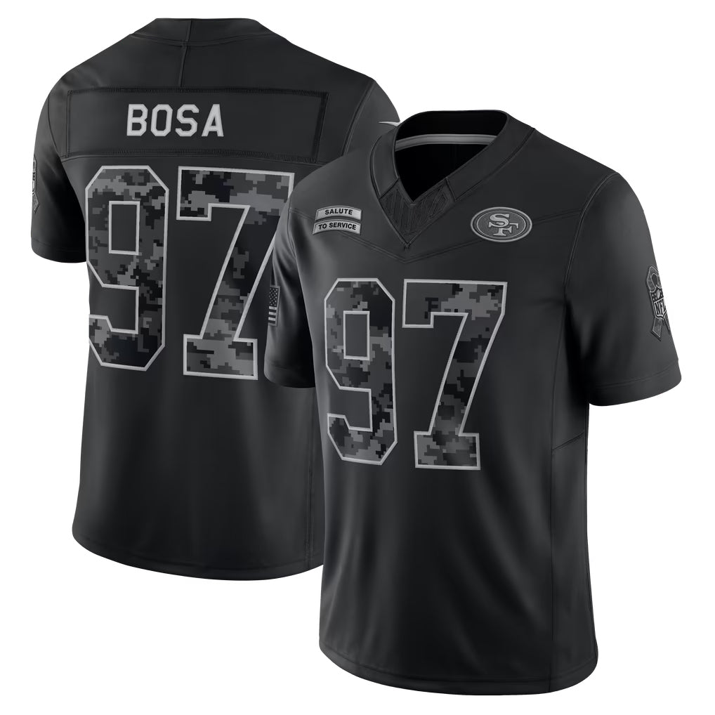SF.49ers #97 Nick Bosa Player Black Limited 2026 Salute to Service Home Game Ndoa Stitched Jerseys