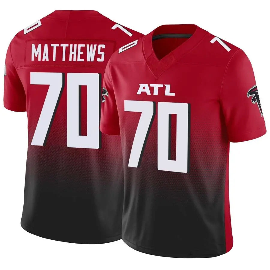 A.Falcons #70 Jake Matthews Player Red Vapor F.U.S.E. Limited Ndoa Stitched Jerseys