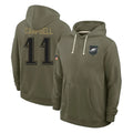 P.Eagles #11 Jihaad Campbell Player Olive Salute to Service Pullover Hoodies Limited Ndoa Stitched Jerseys