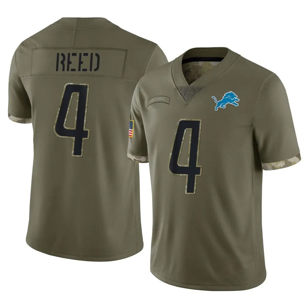 D.Lions #4 D.J. Reed Player Olive Salute To Service Limited Ndoa Stitched Jerseys