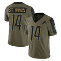 D.Lions #14 Amon-Ra St. Brown Player Olive Salute To Service Limited Game Ndoa Stitched Jerseys