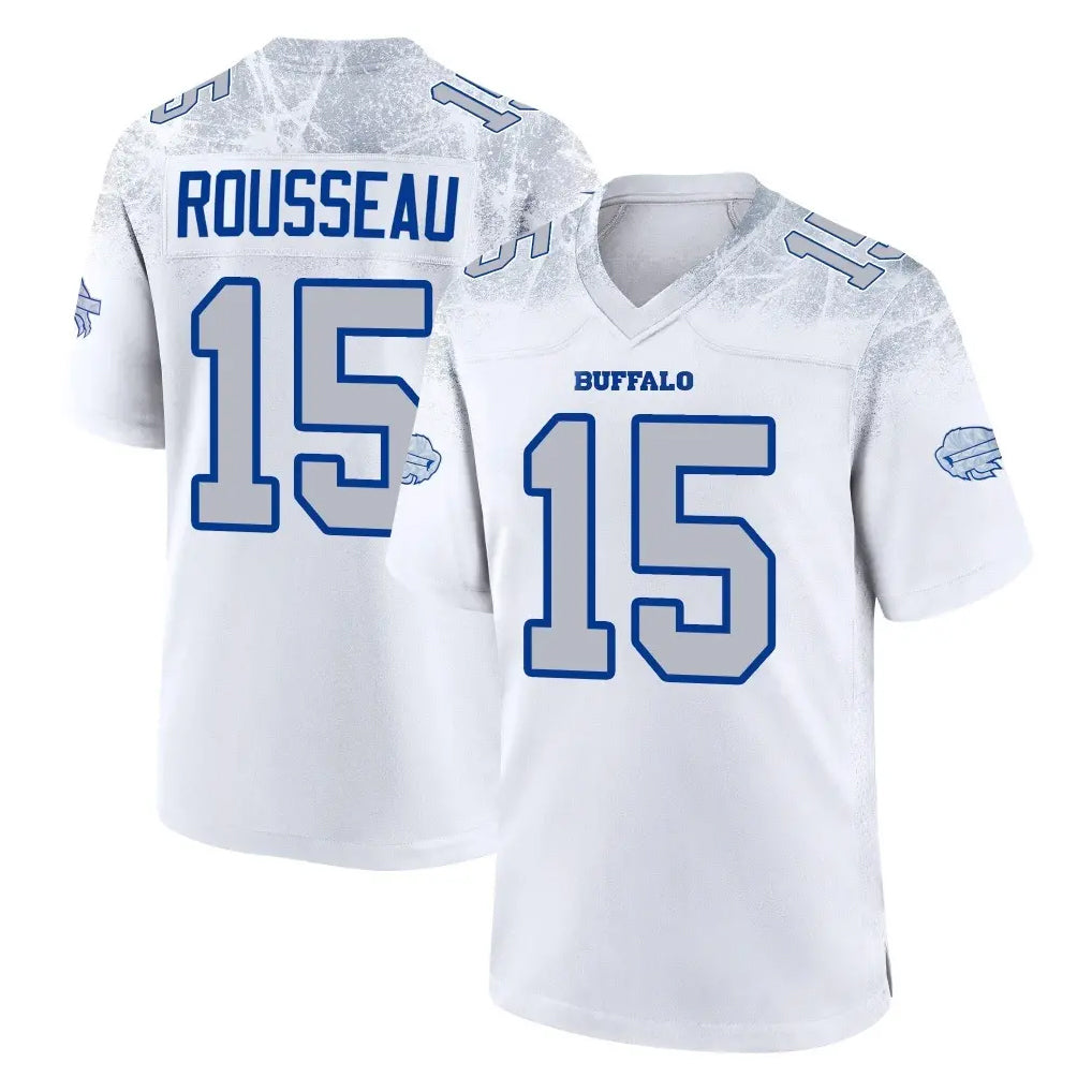 B.Bills #15 Greg Rousseau Player White Rivalries Collection Game Ndoa Stitched Jerseys