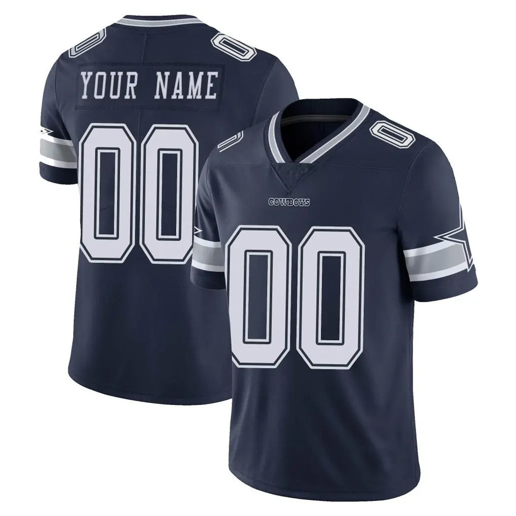 Custom D.Cowboys Navy Vapor Untouchable Limited Home Game Any Name & Numbers Ndoa Stitched Jerseys