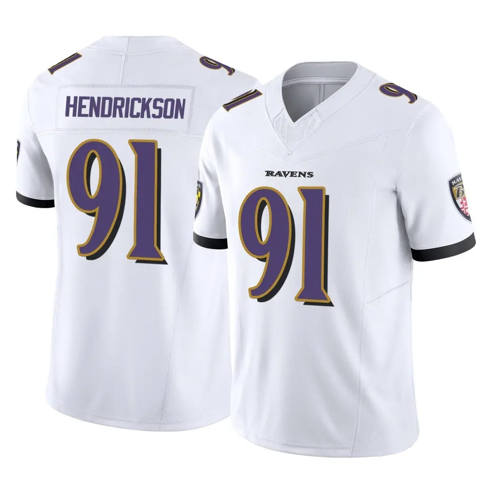 B.Ravens #91 Trey Hendrickson Player White Vapor F.U.S.E. Limited Ndoa Stitched Jerseys