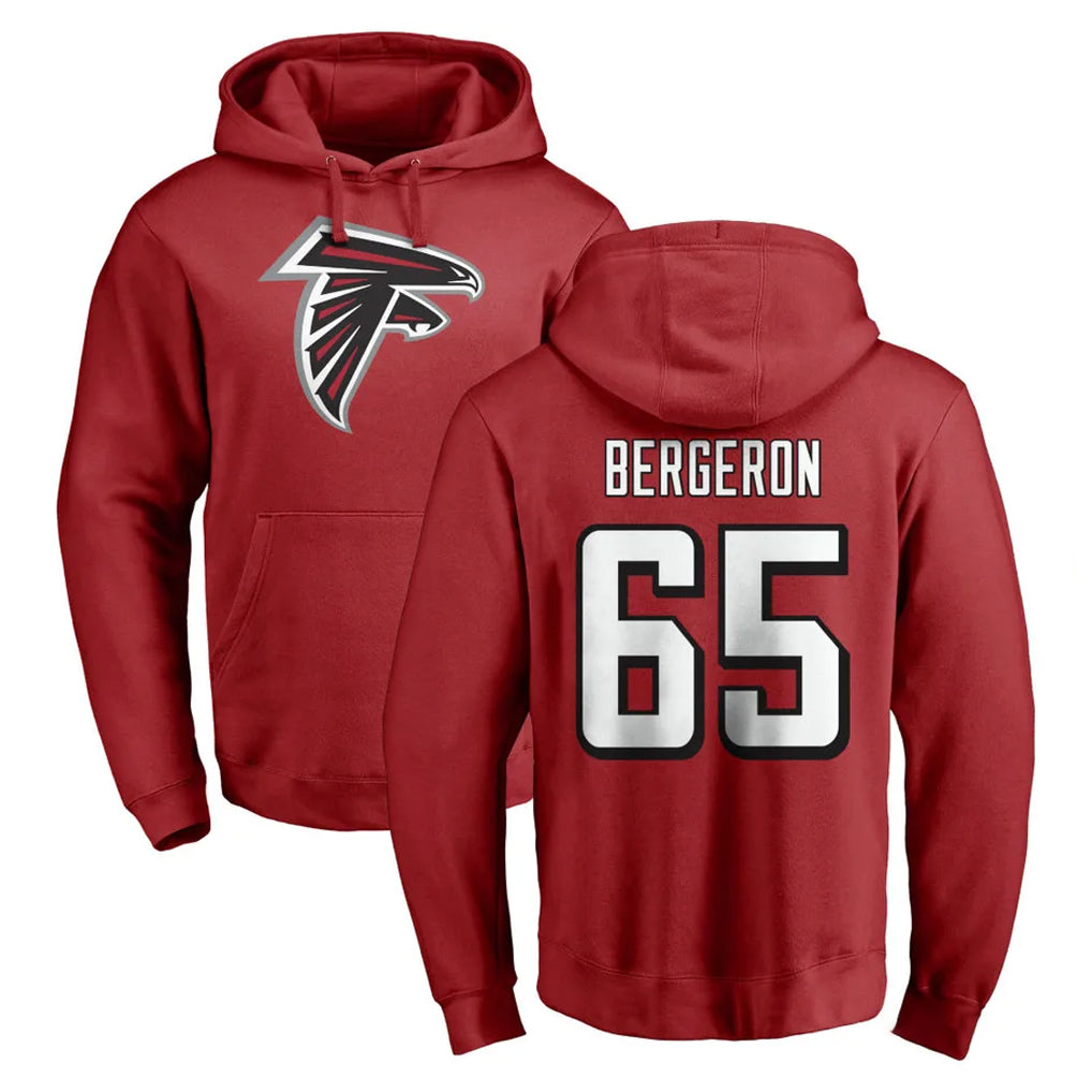 A.Falcons #65 Matthew Bergeron Player Red Pullover Hoodies Home Game Ndoa Stitched Jerseys