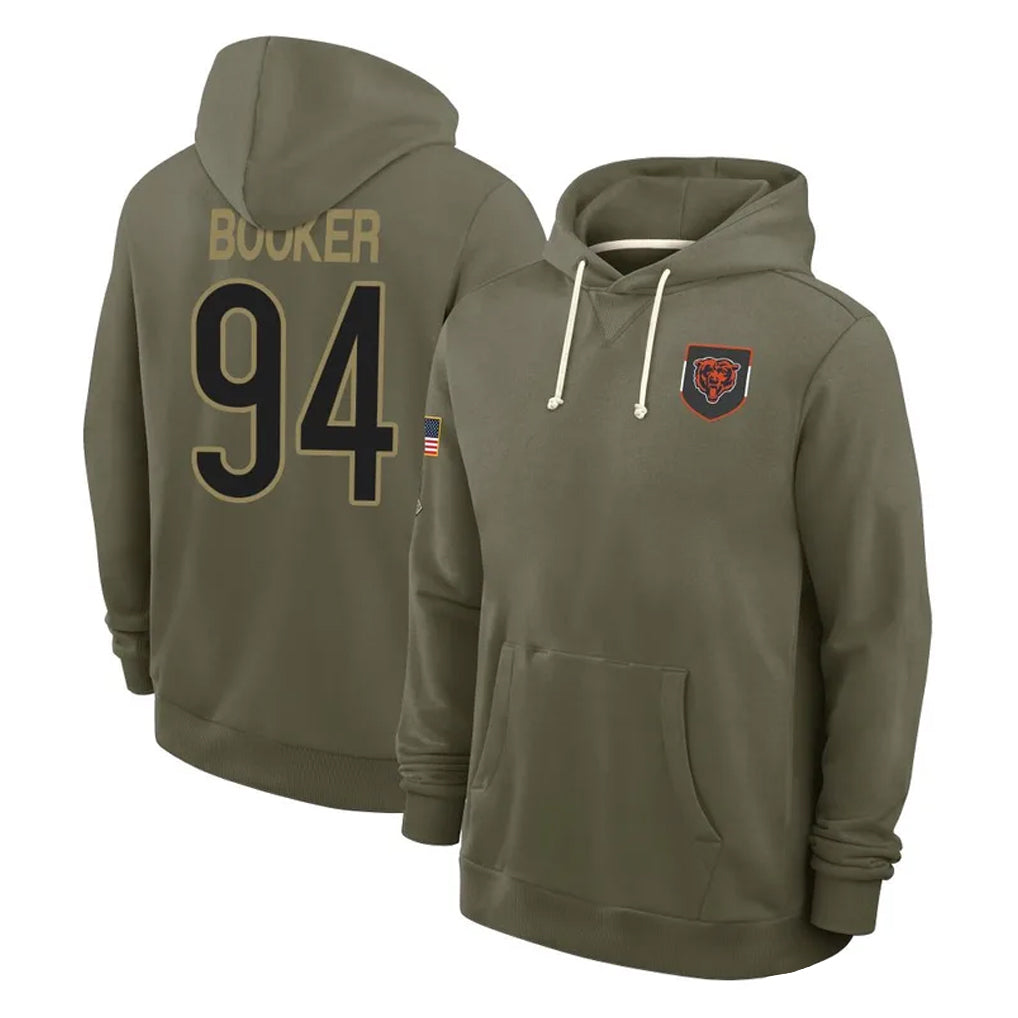C.Bears #94 Austin Booker Player Olive Salute to Service Pullover Hoodies Limited Ndoa Stitched Jerseys