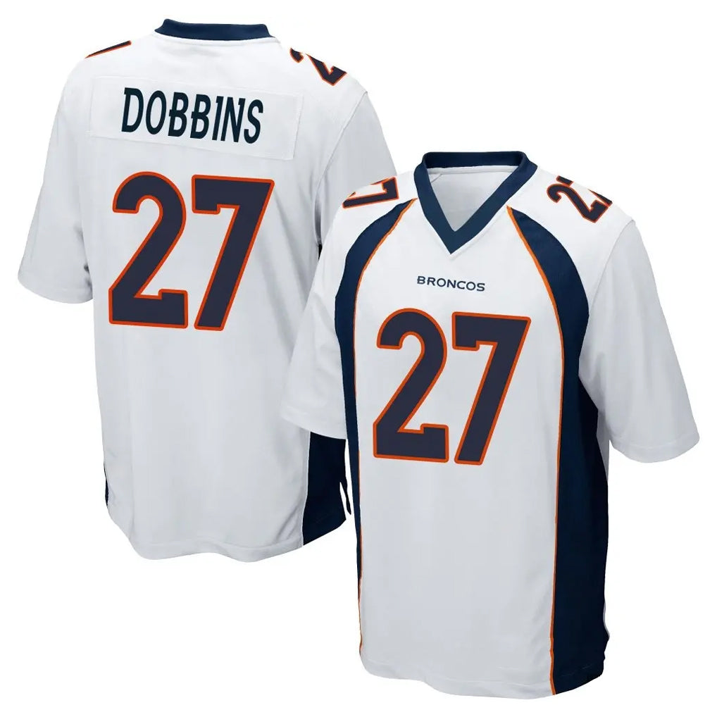 D.Broncos #27 J.K. Dobbins Player White Game Ndoa Stitched Jerseys