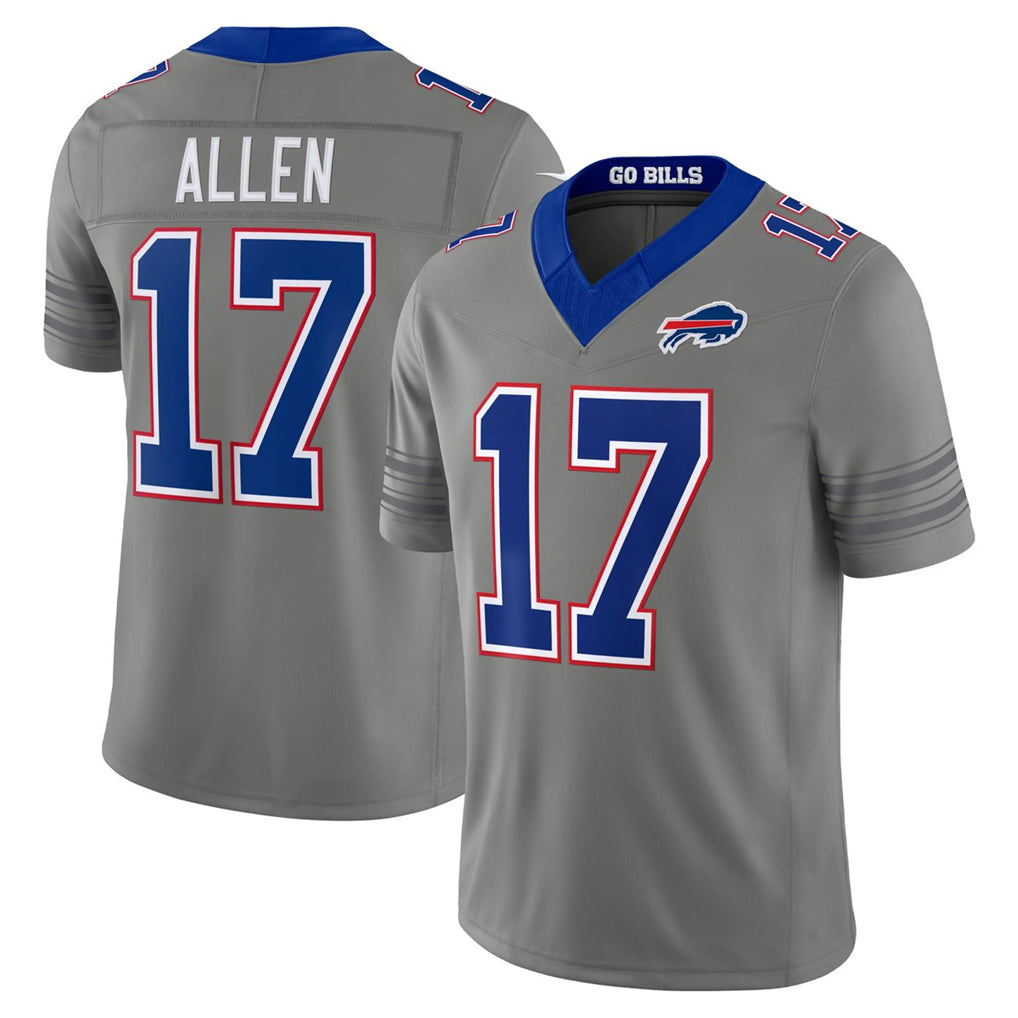 B.Bills #17 Josh Allen Player Gray Nickel City Limited Home Game Stitched Jerseys