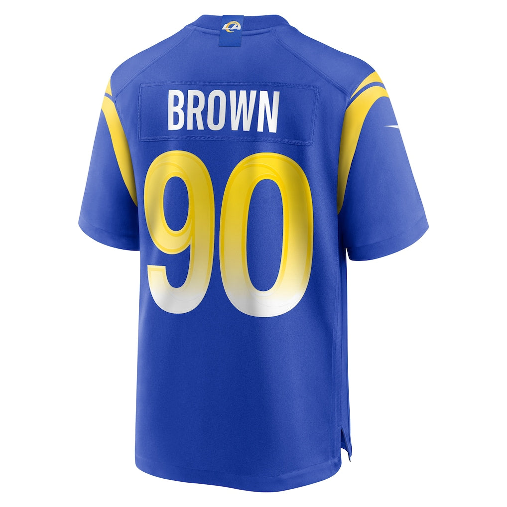 Ndoa LA.Rams #90 Earnest Brown IV Royal Team Game Jersey
