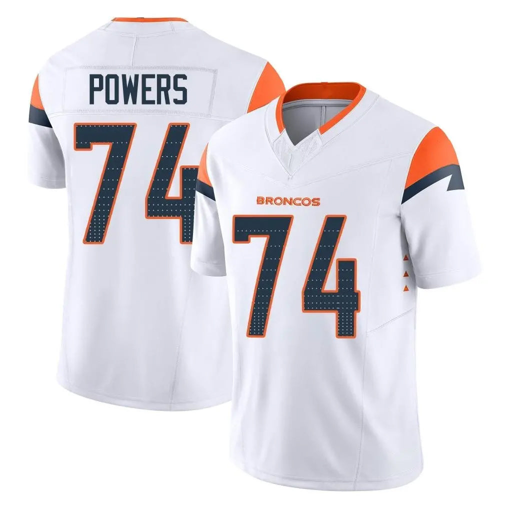 D.Broncos #74 Ben Powers Player White Limited Vapor F.U.S.E. Home Game Ndoa Stitched Jerseys