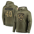 B.Ravens #40 Teddye Buchanan Player Olive Salute to Service Pullover Hoodie Ndoa Stitched Jerseys