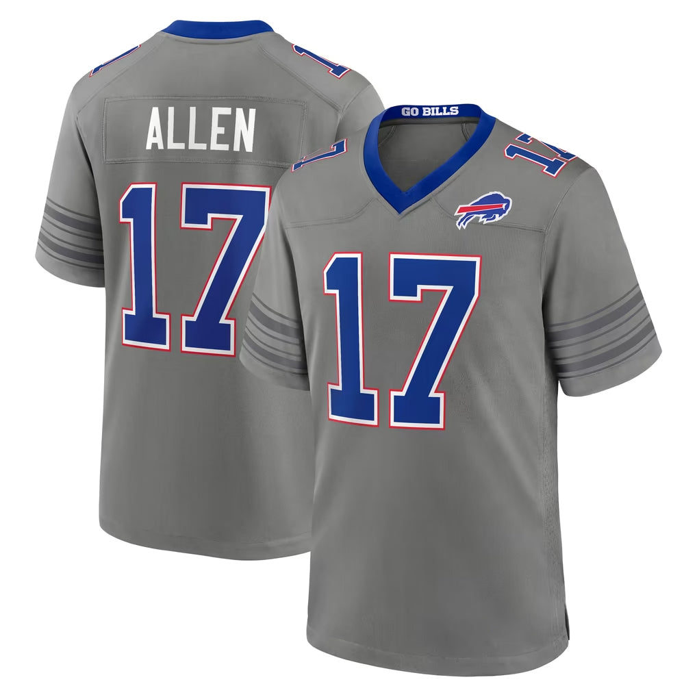 B.Bills #17 Josh Allen Player Gray Nickel City Home Game Stitched Jerseys