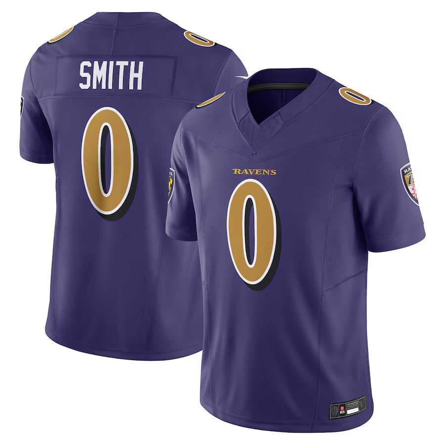 B.Ravens #0 Roquan Smith Player Purple Vapor F.U.S.E. Limited Ndoa Stitched Jerseys