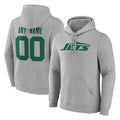 Custom NY.Jets Gray LOGO Pullover Hoodies Limited Game Any Name & Numbers Ndoa Stitched Jerseys