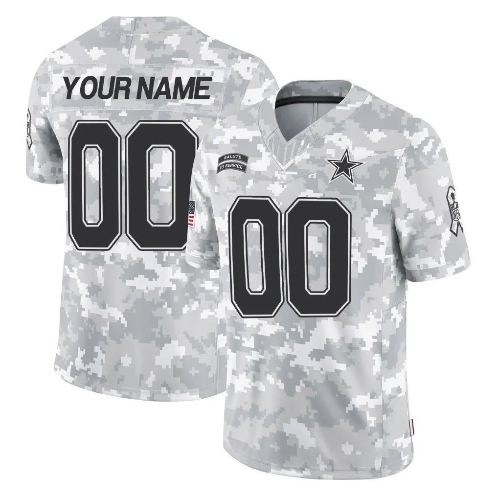 Custom D.Cowboys Arctic Camo Salute to Service Limited Home Game Any Name & Numbers Ndoa Stitched Jerseys