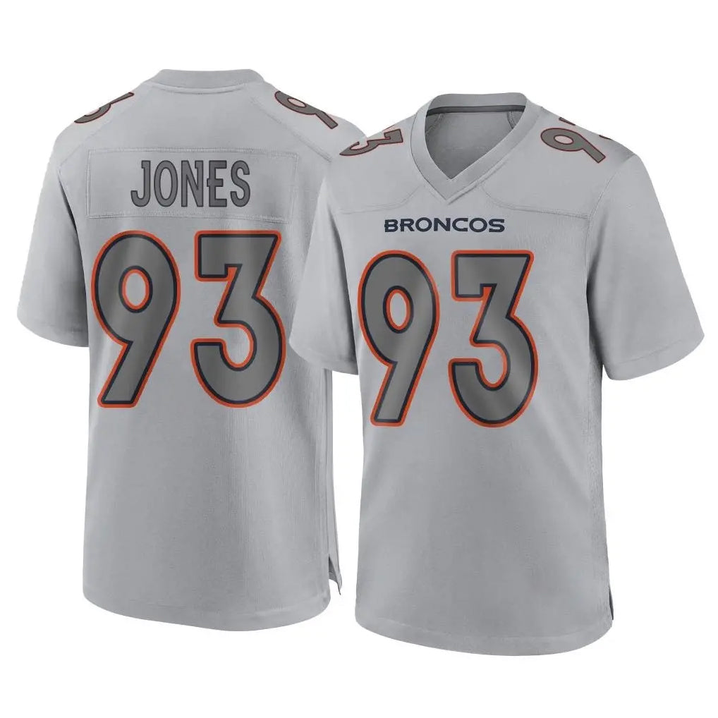 D.Broncos #93 D.J. Jones Player Gray Atmosphere Fashion Limited Game Ndoa Stitched Jerseys
