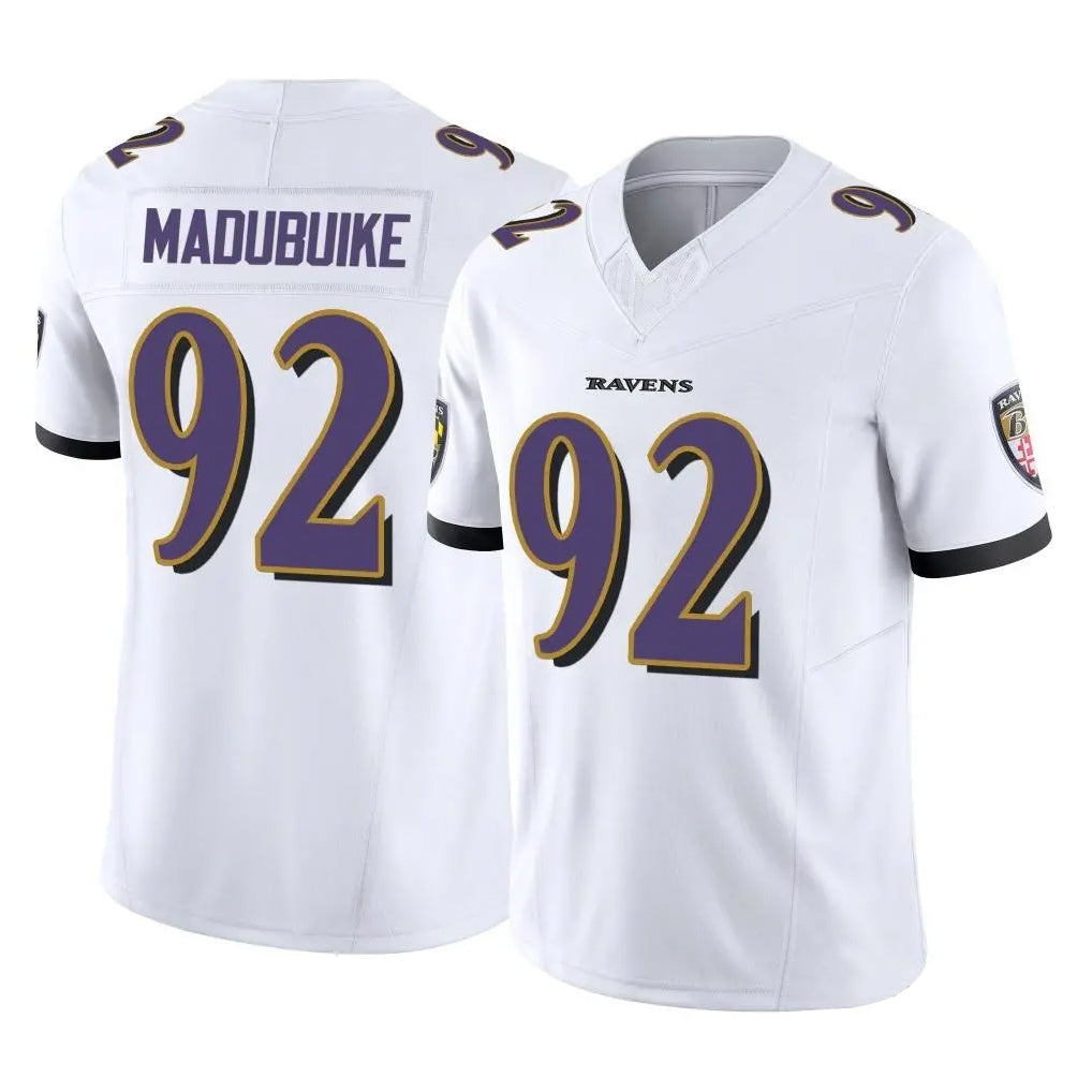 B.Ravens #92 Nnamdi Madubuike Player White Vapor F.U.S.E. Limited Home Game Ndoa Stitched Jerseys