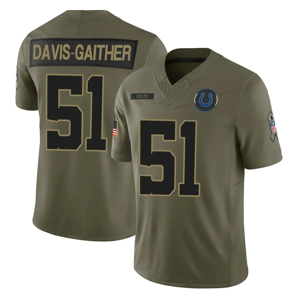 IN.Colts #51 Akeem Davis-Gaither Player Olive 2025 Salute To Service Limited Game Ndoa Stitched Jerseys