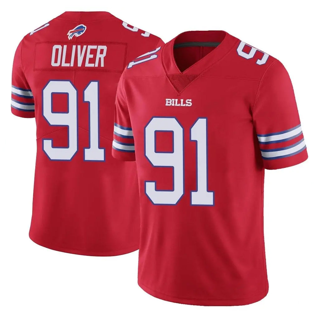 B.Bills #91 Ed Oliver Player Red Vapor Untouchable Limited Ndoa Stitched Jerseys