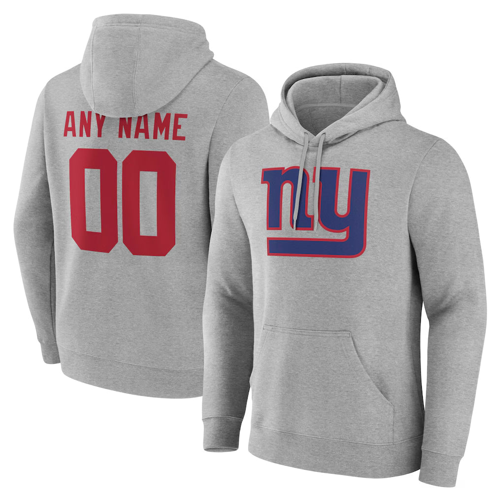 Custom NY.Giants Gray Pullover Hoodies Limited Game Any Name & Numbers Ndoa Stitched Jerseys