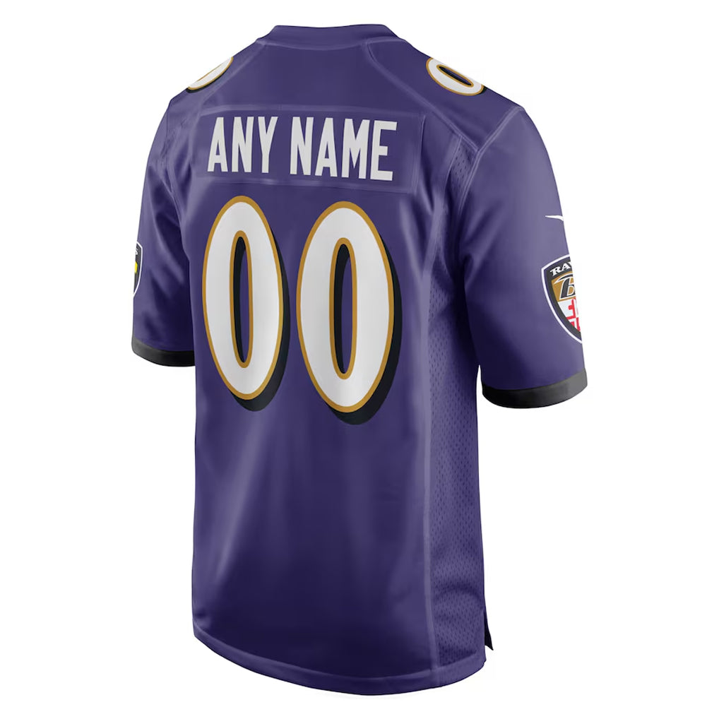Custom B.Ravens Purple Alternate Home Game Any Name & Numbers Ndoa Stitched Jerseys