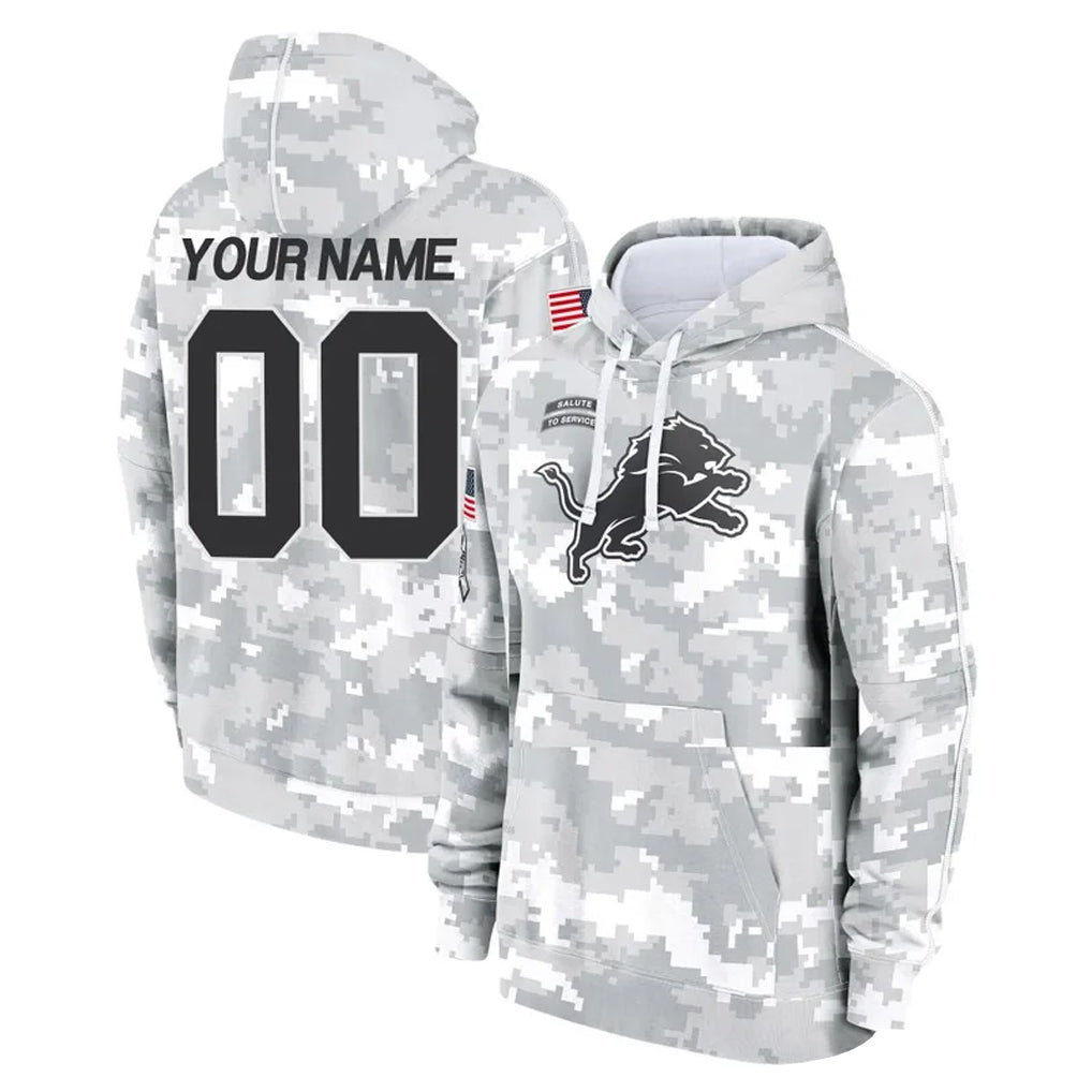 Custom D.Lions Arctic Camo Salute to Service Hoodies Limited Game Any Name & Numbers Ndoa Stitched Jerseys