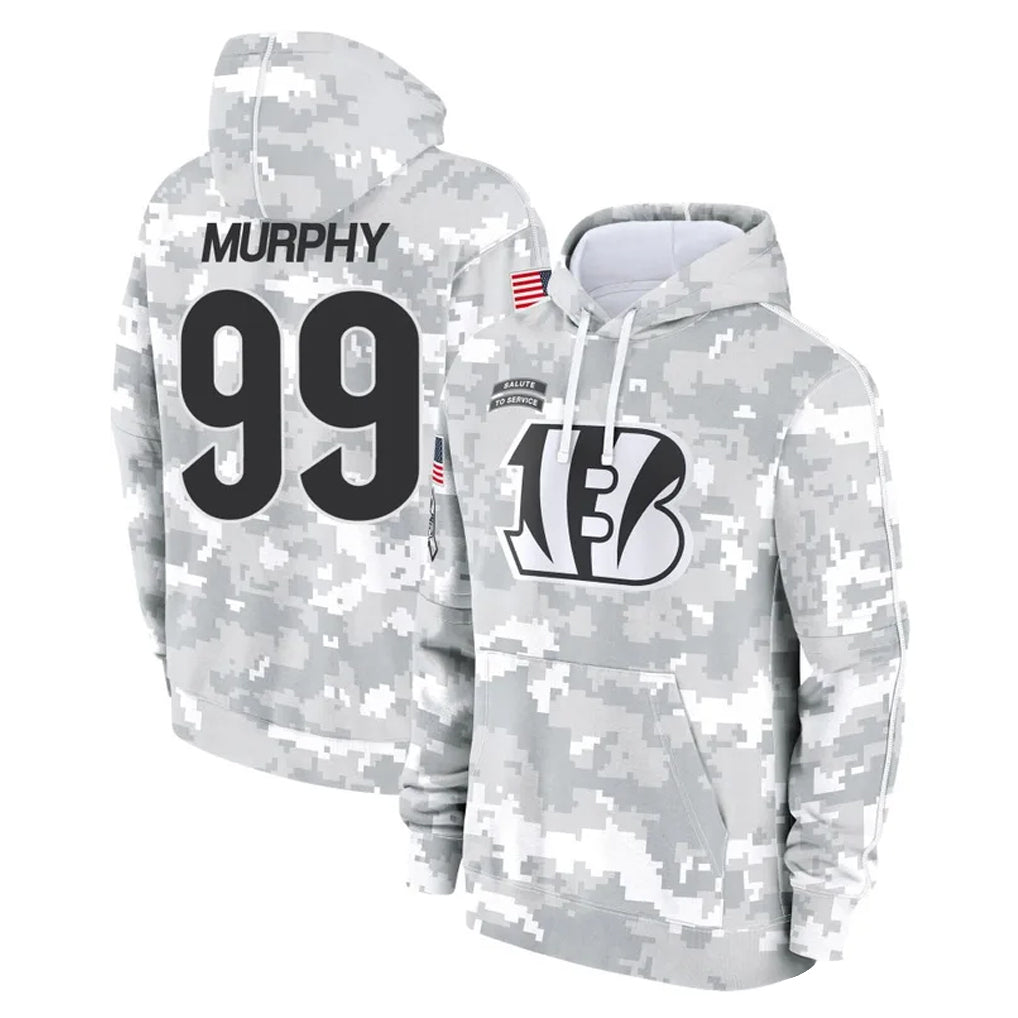 C.Bengals #99 Myles Murphy Player Arctic Camo Salute to Service Pullover Hoodie Limited Ndoa Stitched Jerseys