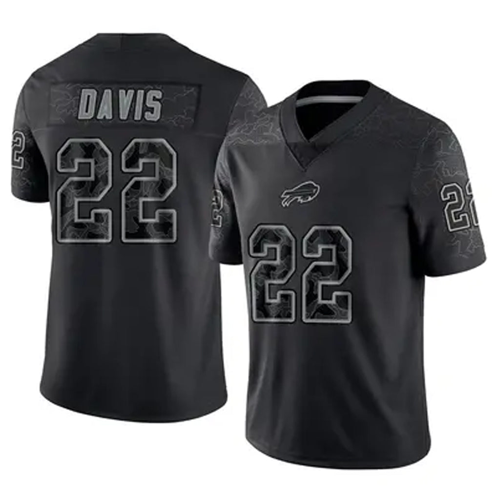 B.Bills #22 Ray Davis Player Black RFLCTV Limited Ndoa Stitched Jerseys