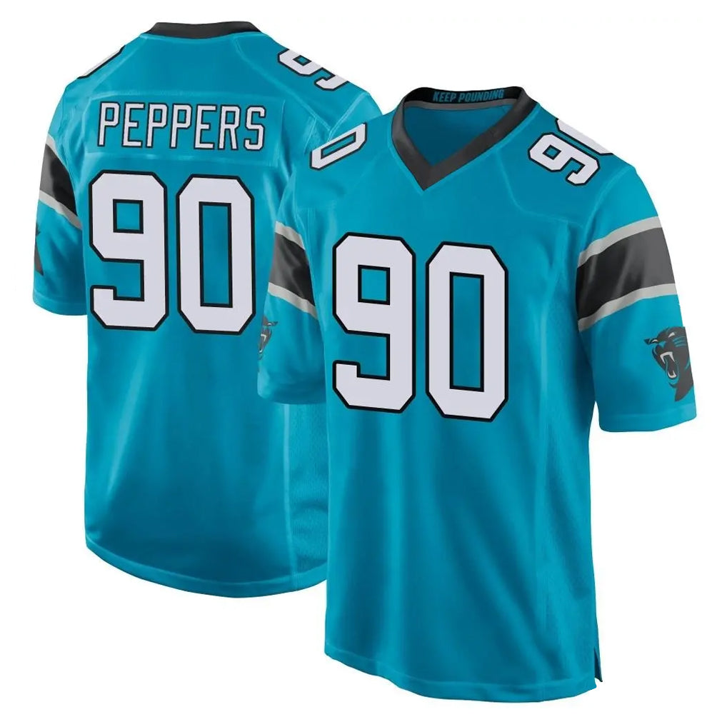 C.Panthers #90 Julius Peppers Player Blue Game Ndoa Stitched Jerseys