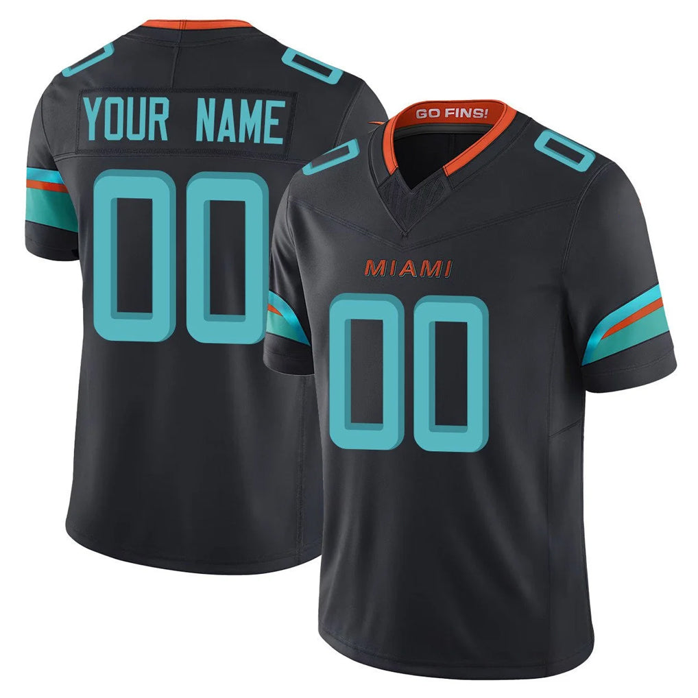Custom M.Dolphins Black Limited Pitch Rivalries Collection Home Game Any Name & Numbers Ndoa Stitched Jerseys
