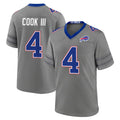 B.Bills #4 James Cook III Player Gray Nickel City Home Game Stitched Jerseys