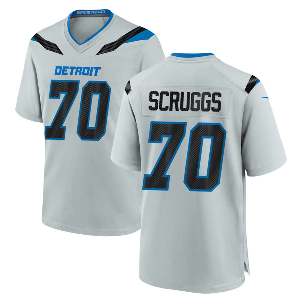 D.Lions #70 Juice Scruggs Player Silver 2026 Rivalries Collection Home Game Ndoa Stitched Jerseys
