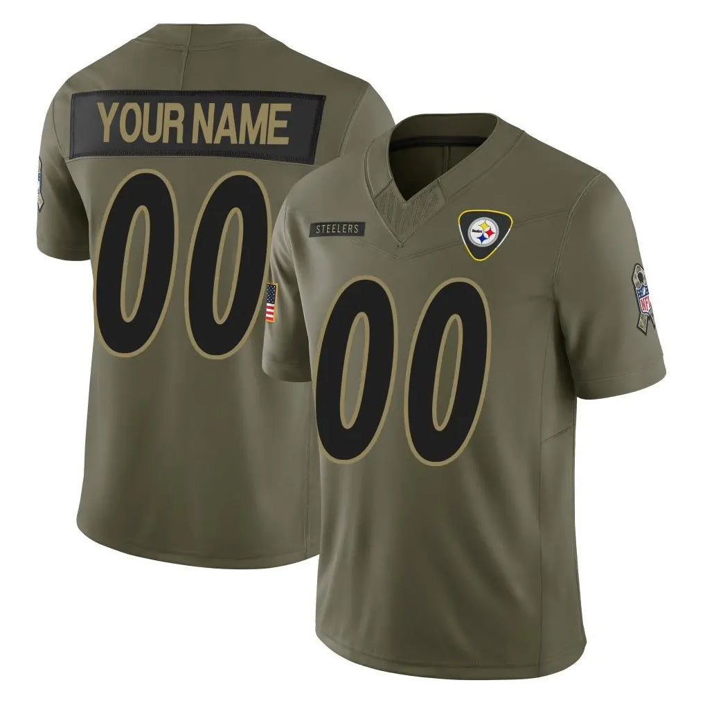 Custom P.Steelers Olive 2025 Salute To Service Limited Home Game Any Name & Numbers Ndoa Stitched Jerseys