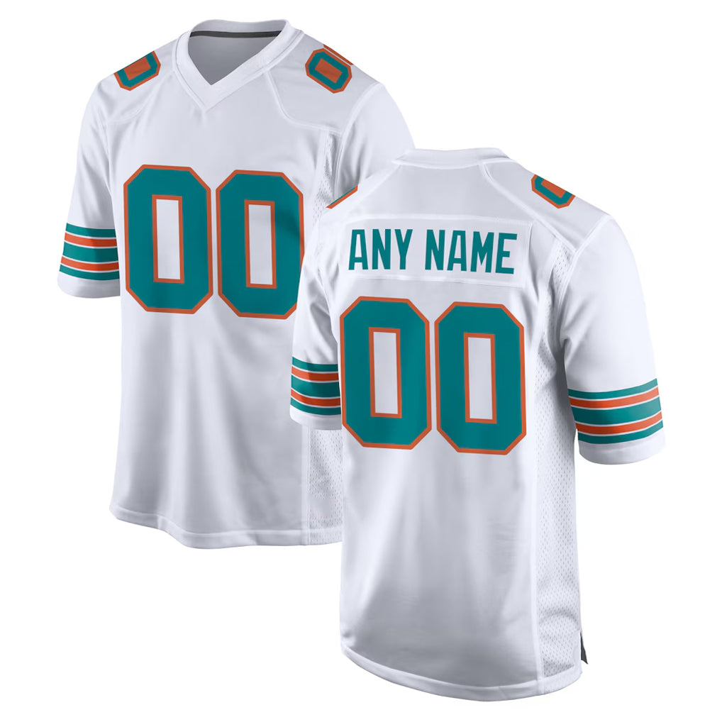 Custom M.Dolphins White Limited Home Game Any Name & Numbers Ndoa Stitched Jerseys