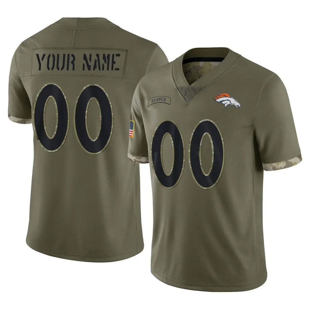 Custom D.Broncos Olive Salute To Service Limited Any Name & Numbers Ndoa Stitched Jerseys
