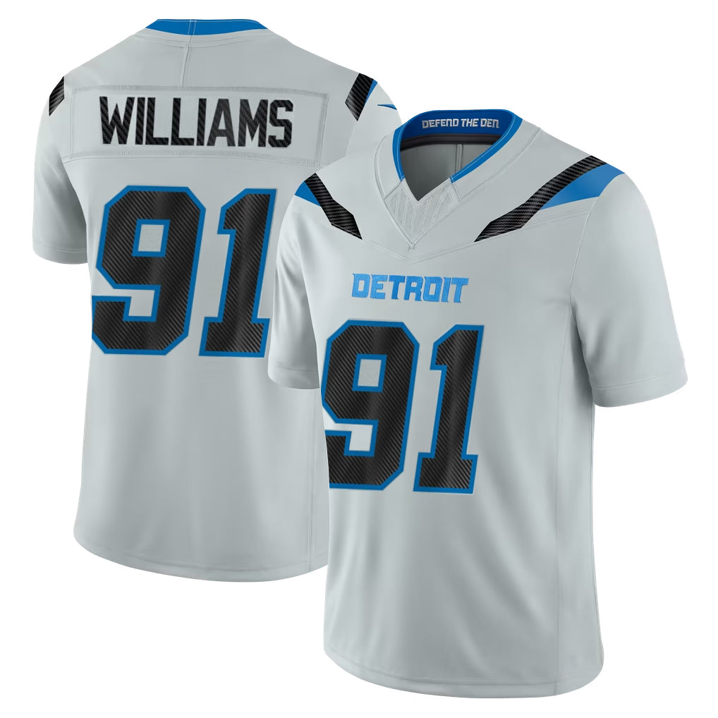 D.Lions #91 Tyleik Williams Player Silver Limited 2026 Rivalries Collection Home Game Ndoa Stitched Jerseys