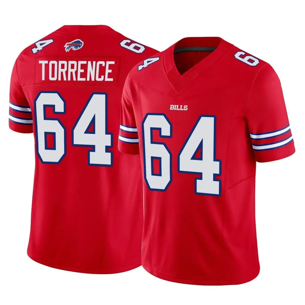 B.Bills #64 O'Cyrus Torrence Player Red Vapor F.U.S.E. Jersey Limited Home Game Ndoa Stitched Jerseys