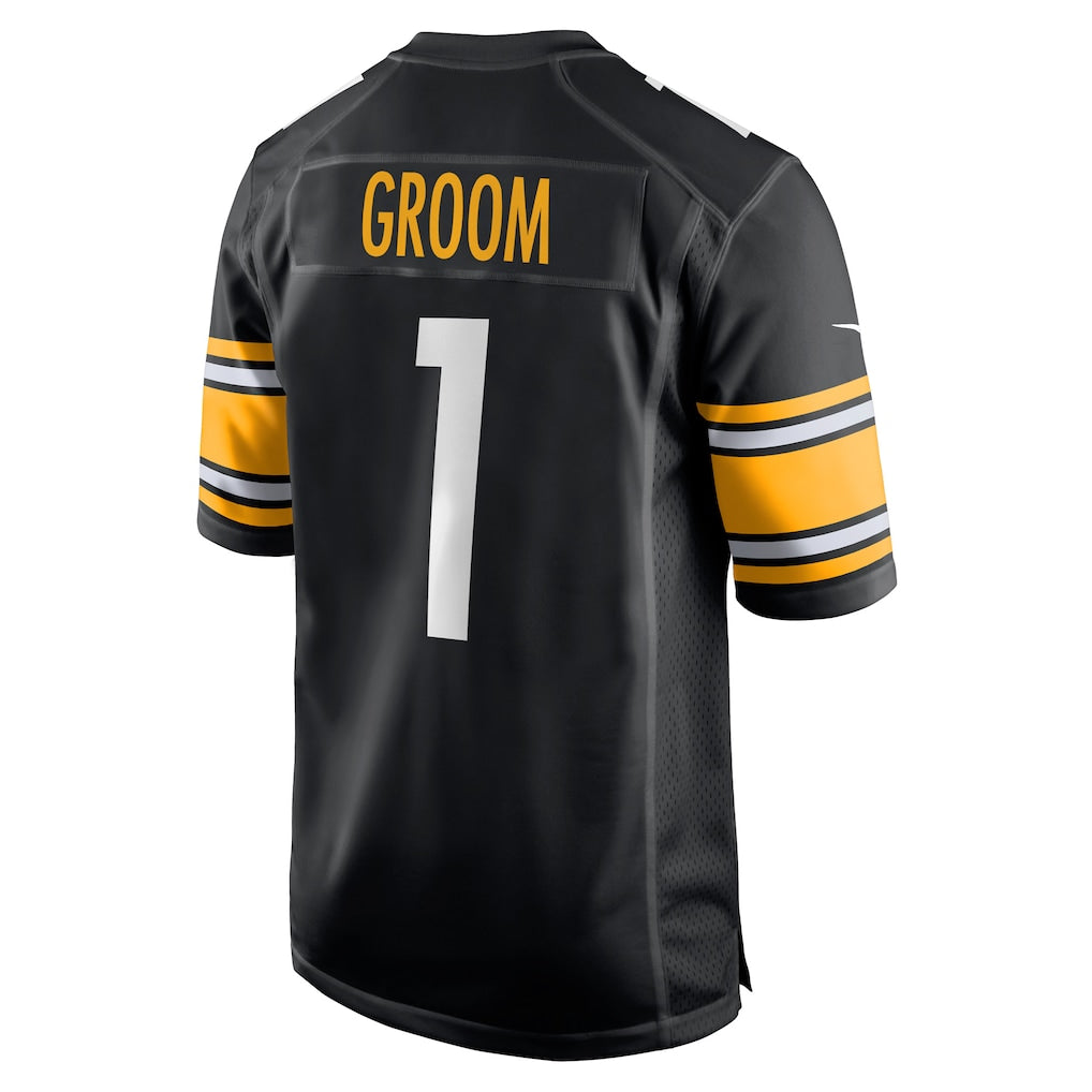 Ndoa P.Steelers #1 Groom Black Game Jersey