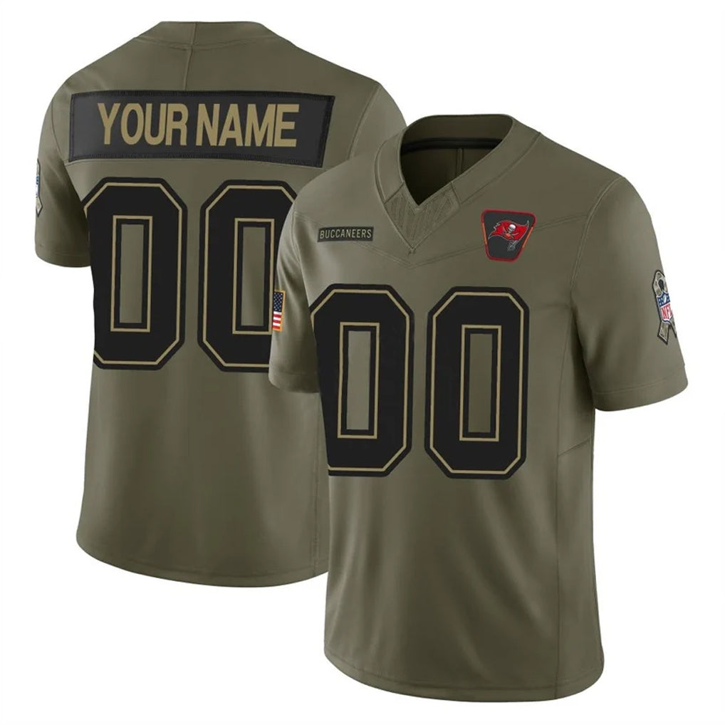Custom TB.Buccaneers Olive 2025 Salute To Service Limited Home Game Any Name & Numbers Ndoa Stitched Jerseys