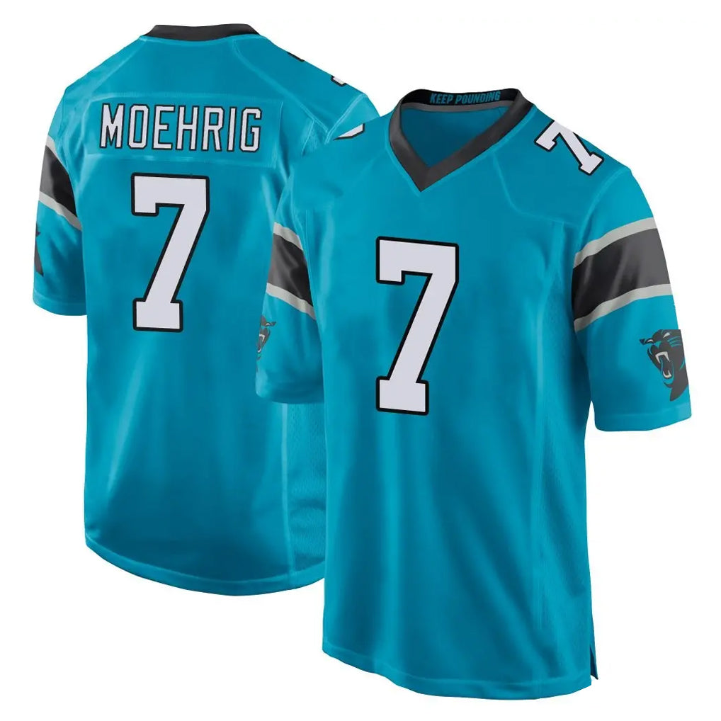 C.Panthers #7 Tre'von Moehrig Player Blue Game Ndoa Stitched Jerseys