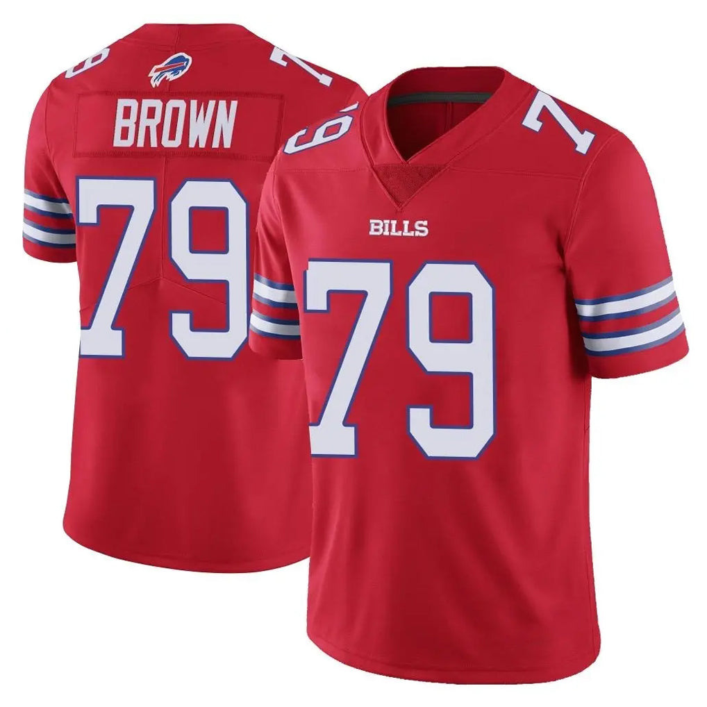B.Bills #79 Spencer Brown Player Red Vapor Untouchable Limited Ndoa Stitched Jerseys