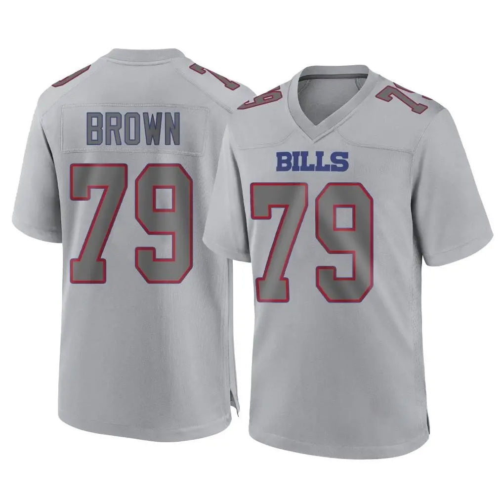 B.Bills #79 Spencer Brown Player Gray Home Game Ndoa Stitched Jerseys