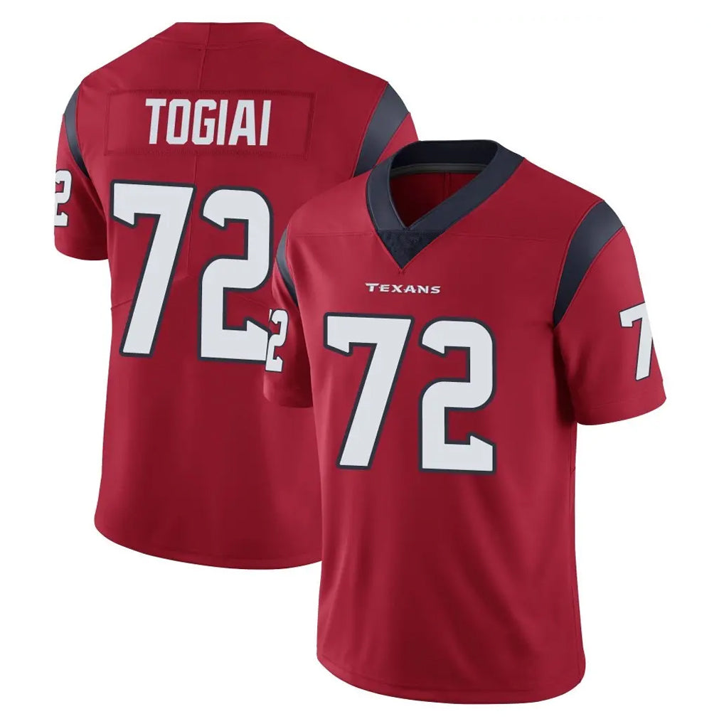 H.Texans #72 Tommy Togiai Player Red Limited Vapor Untouchable Home Game Ndoa Stitched Jerseys