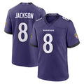 B.Ravens #8 Lamar Jackson Player Purple Home Game Ndoa Stitched Jerseys
