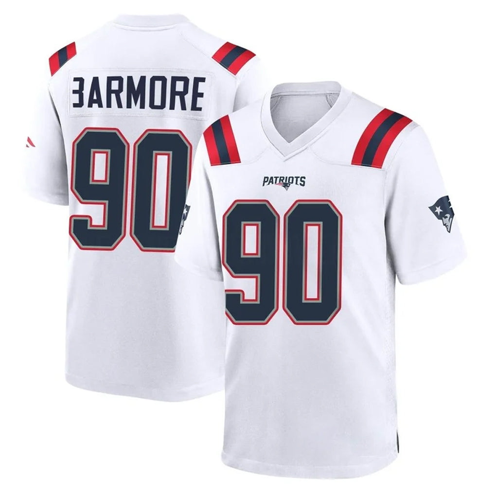 NE.Patriots #90 Christian Barmore Player White Home Game Ndoa Stitched Jerseys