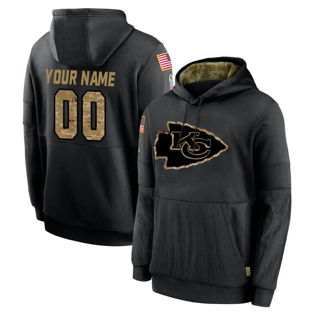 Custom KC.Chiefs Black Salute to Service Hoodies Limited Game Any Name & Numbers Ndoa Stitched Jerseys